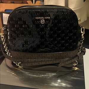 Michael Kors Black and Brown Crossbody Bag